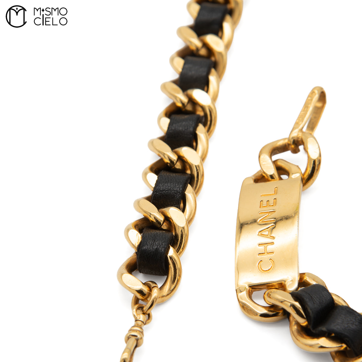 Coco Mark Leather Chain Belt