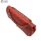 Red Deca 30 Matelasse Caviar Skin Double Flap Shoulder Bag