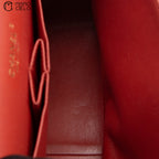 Red Deca 30 Matelasse Caviar Skin Double Flap Shoulder Bag