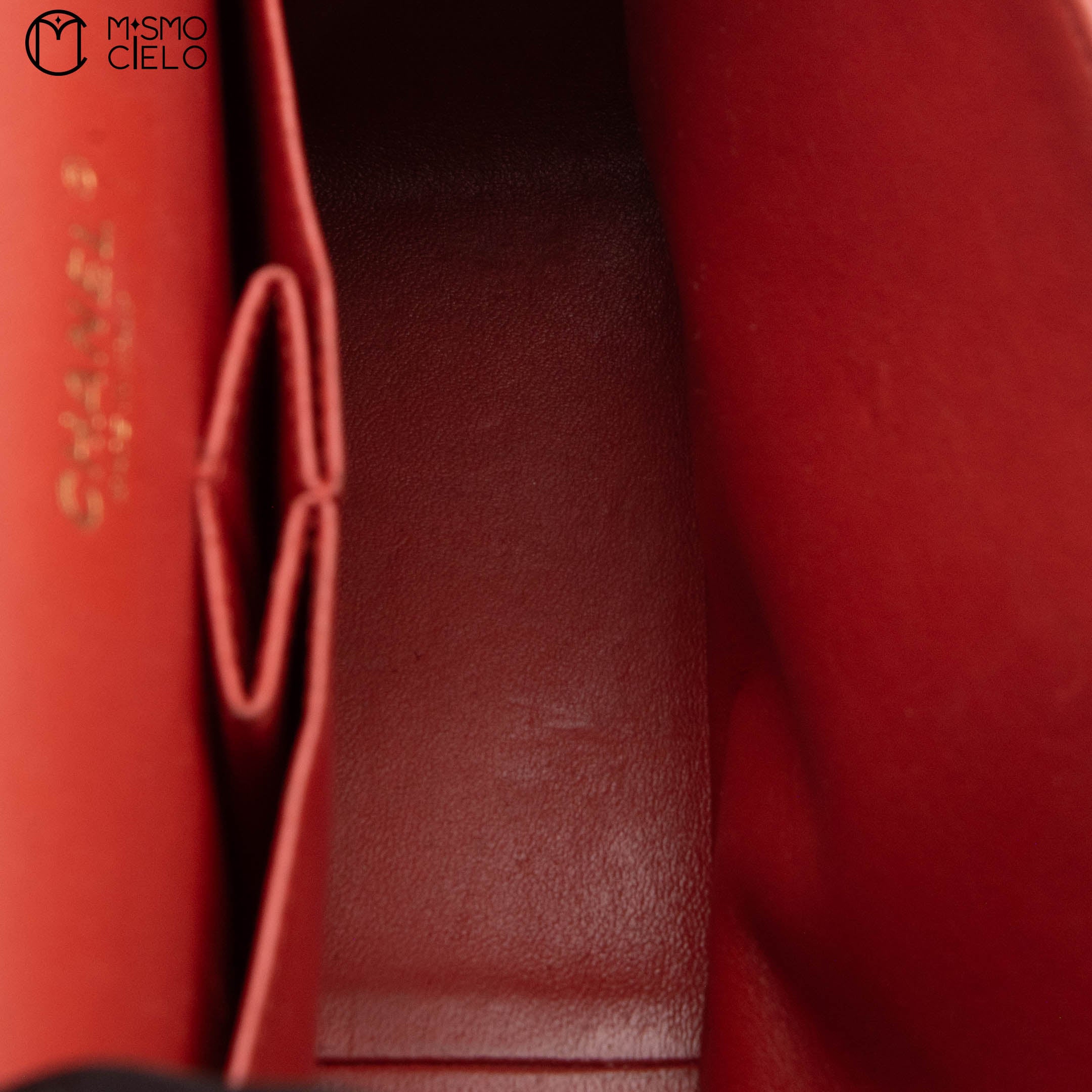Red Deca 30 Matelasse Caviar Skin Double Flap Shoulder Bag