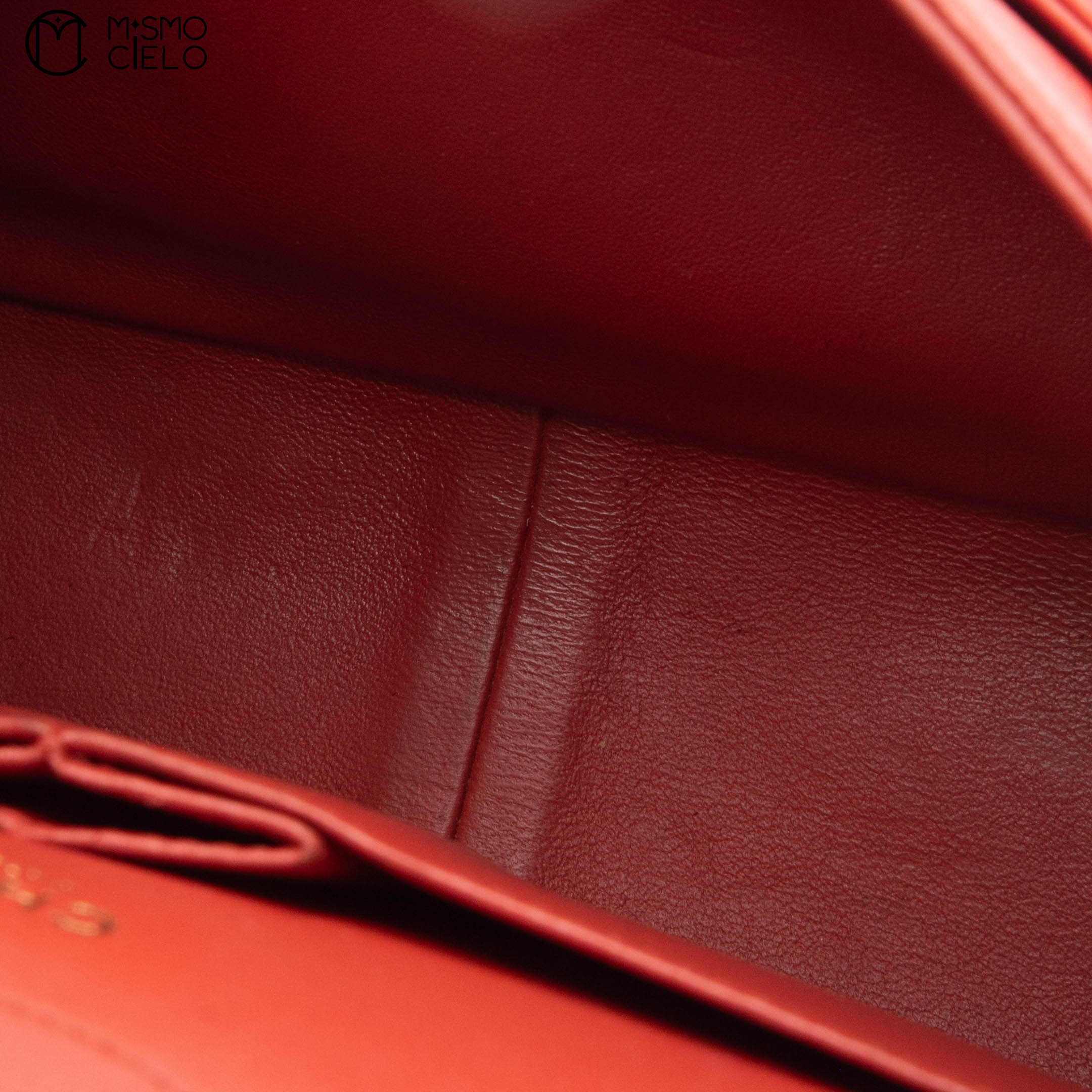 Red Deca 30 Matelasse Caviar Skin Double Flap Shoulder Bag
