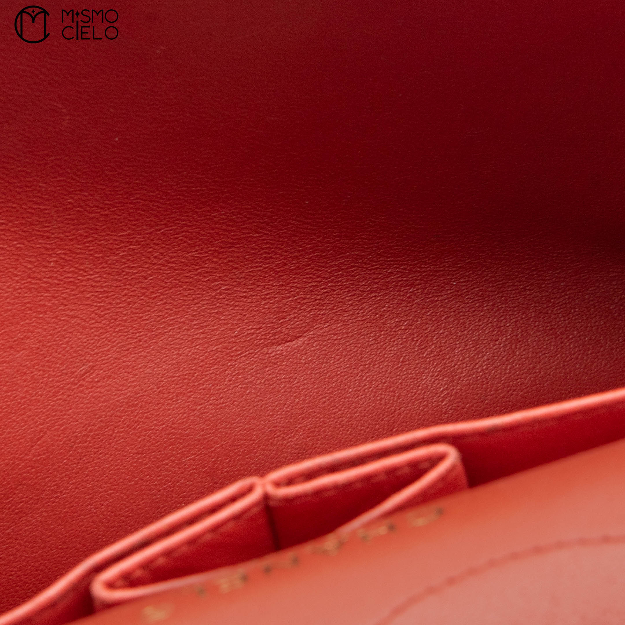 Red Deca 30 Matelasse Caviar Skin Double Flap Shoulder Bag