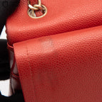Red Deca 30 Matelasse Caviar Skin Double Flap Shoulder Bag