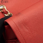 Red Deca 30 Matelasse Caviar Skin Double Flap Shoulder Bag