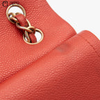 Red Deca 30 Matelasse Caviar Skin Double Flap Shoulder Bag
