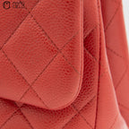 Red Deca 30 Matelasse Caviar Skin Double Flap Shoulder Bag