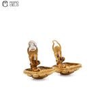Gold Quilted Coco Logo Square Clip-on Earrings