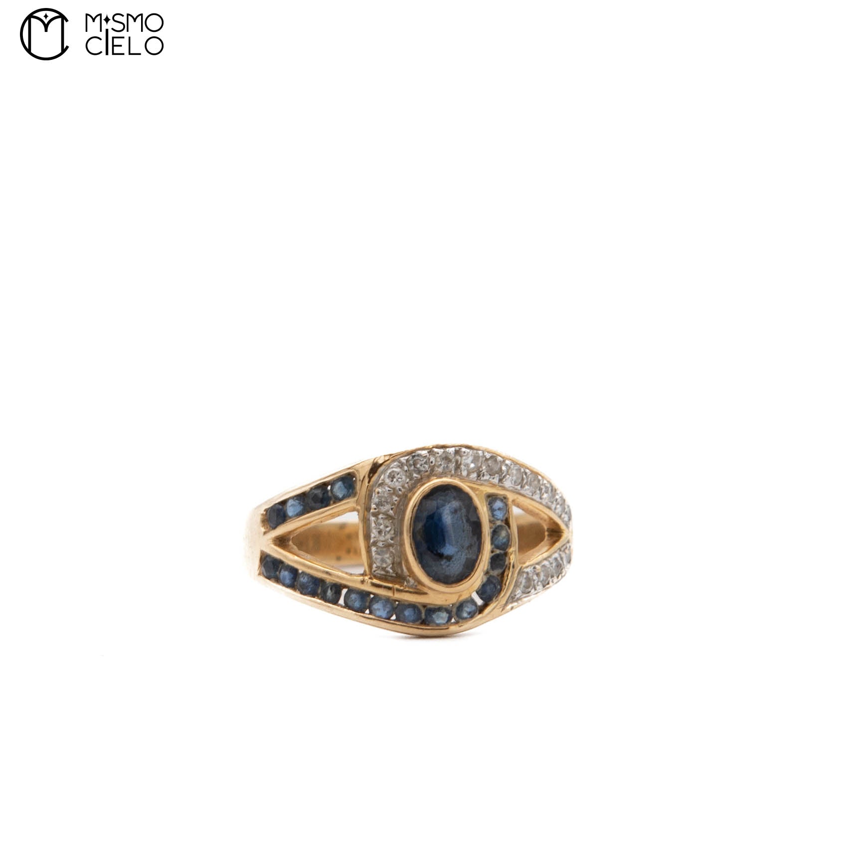 K18 Sapphire and  Diamond Ring 3.3g Size 9.5