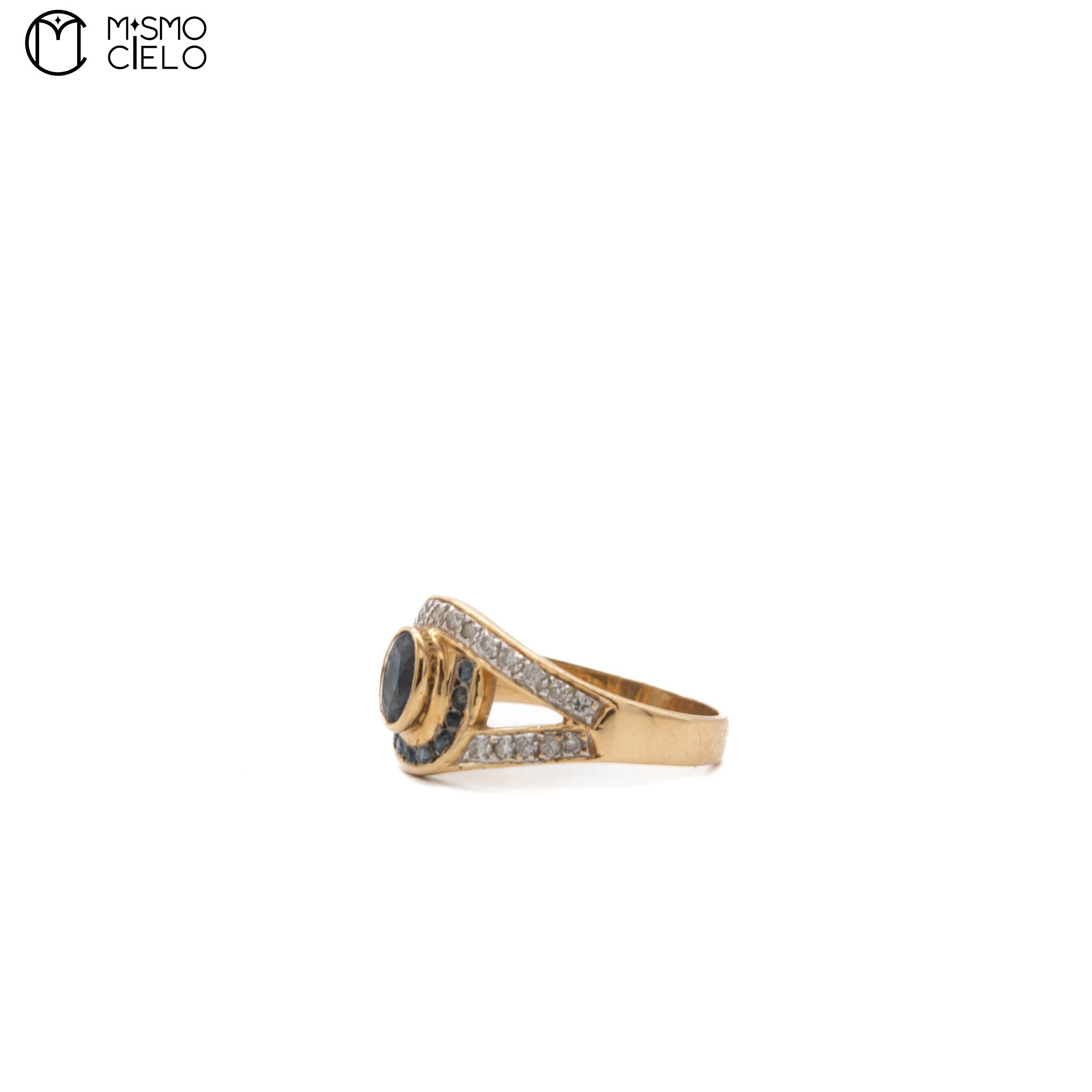 K18 Sapphire and  Diamond Ring 3.3g Size 9.5