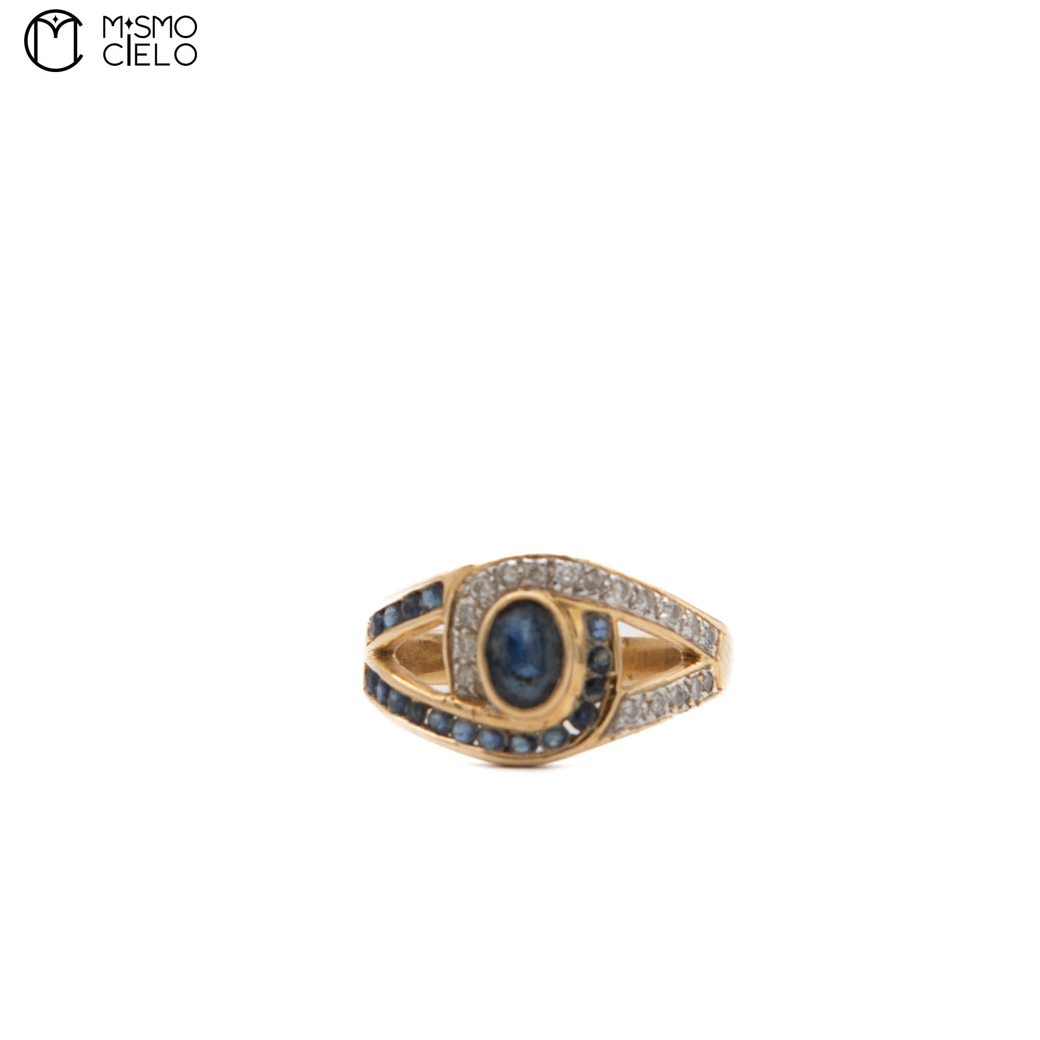 K18 Sapphire and  Diamond Ring 3.3g Size 9.5