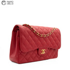 Red 30 Matelasse Classic Caviar Skin Double Flap Shoulder Bag