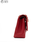 Red 30 Matelasse Classic Caviar Skin Double Flap Shoulder Bag