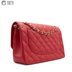 Red 30 Matelasse Classic Caviar Skin Double Flap Shoulder Bag