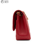 Red 30 Matelasse Classic Caviar Skin Double Flap Shoulder Bag