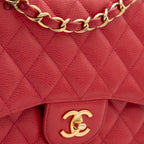 Red 30 Matelasse Classic Caviar Skin Double Flap Shoulder Bag