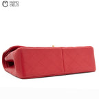 Red 30 Matelasse Classic Caviar Skin Double Flap Shoulder Bag