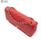 Red 30 Matelasse Classic Caviar Skin Double Flap Shoulder Bag