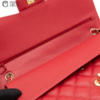 Red 30 Matelasse Classic Caviar Skin Double Flap Shoulder Bag