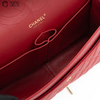 Red 30 Matelasse Classic Caviar Skin Double Flap Shoulder Bag