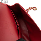 Red 30 Matelasse Classic Caviar Skin Double Flap Shoulder Bag