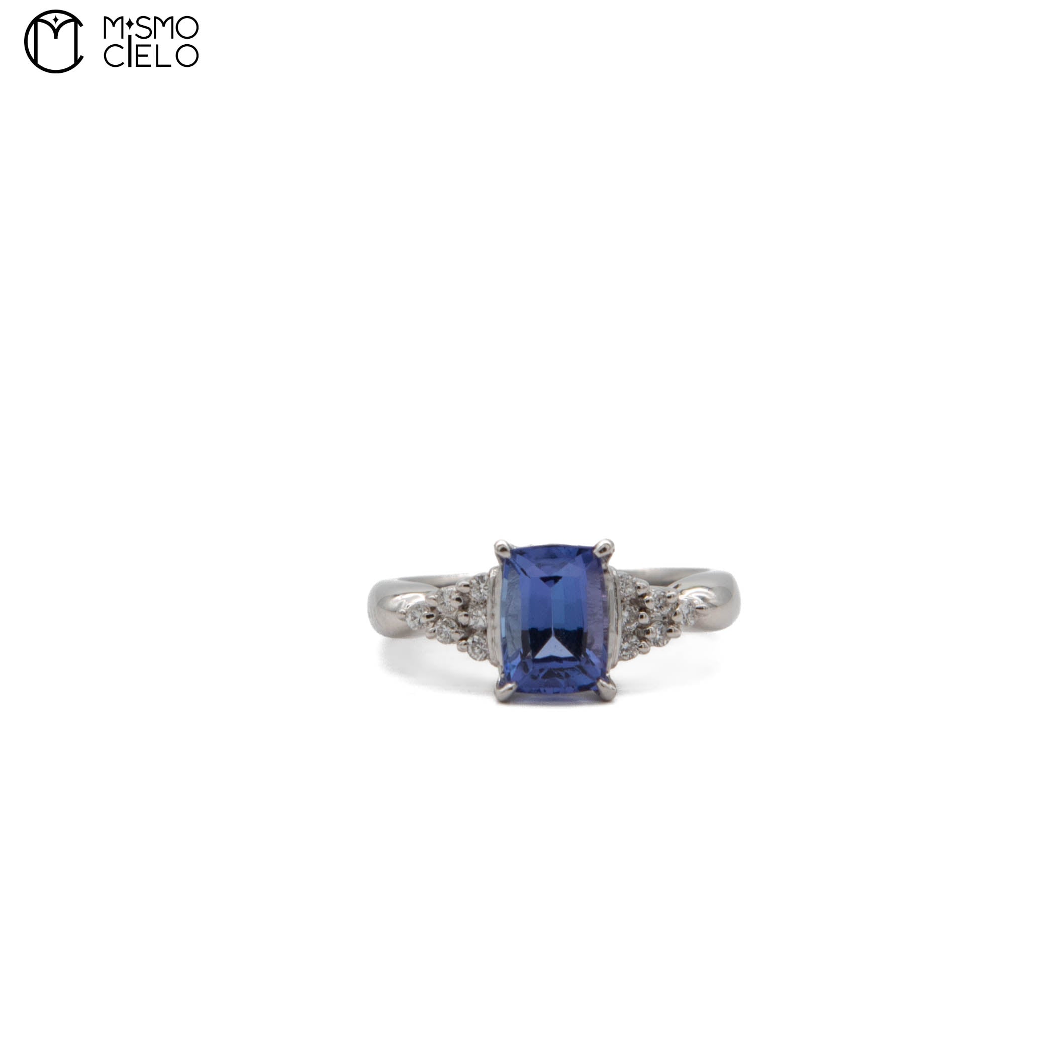 900Pt Tanzanite and  Diamond Ring 5.0g Size 9