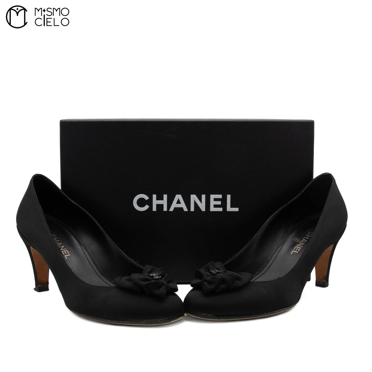 Black Satin Coco Mark Pumps Size 36C *