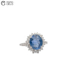900PT Non Heated Sapphire and Diamond Ring