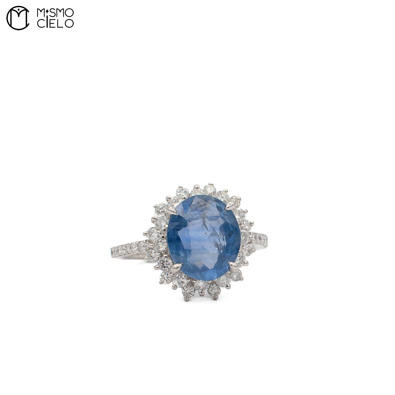 900PT Non Heated Sapphire and Diamond Ring