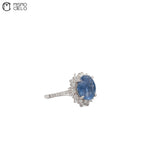 900PT Non Heated Sapphire and Diamond Ring