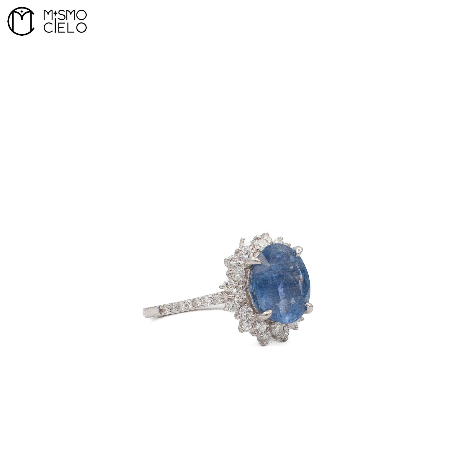 900PT Non Heated Sapphire and Diamond Ring