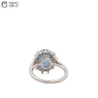 900PT Non Heated Sapphire and Diamond Ring