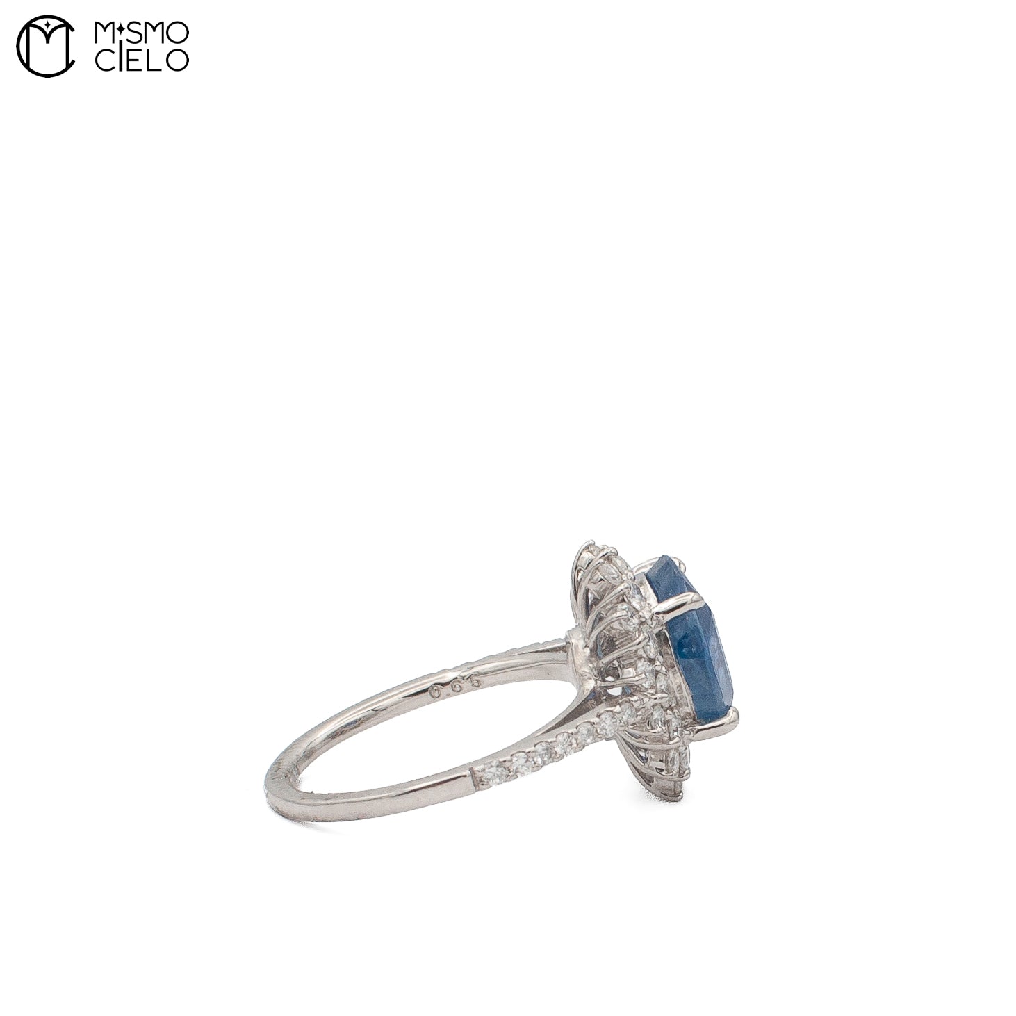 900PT Non Heated Sapphire and Diamond Ring