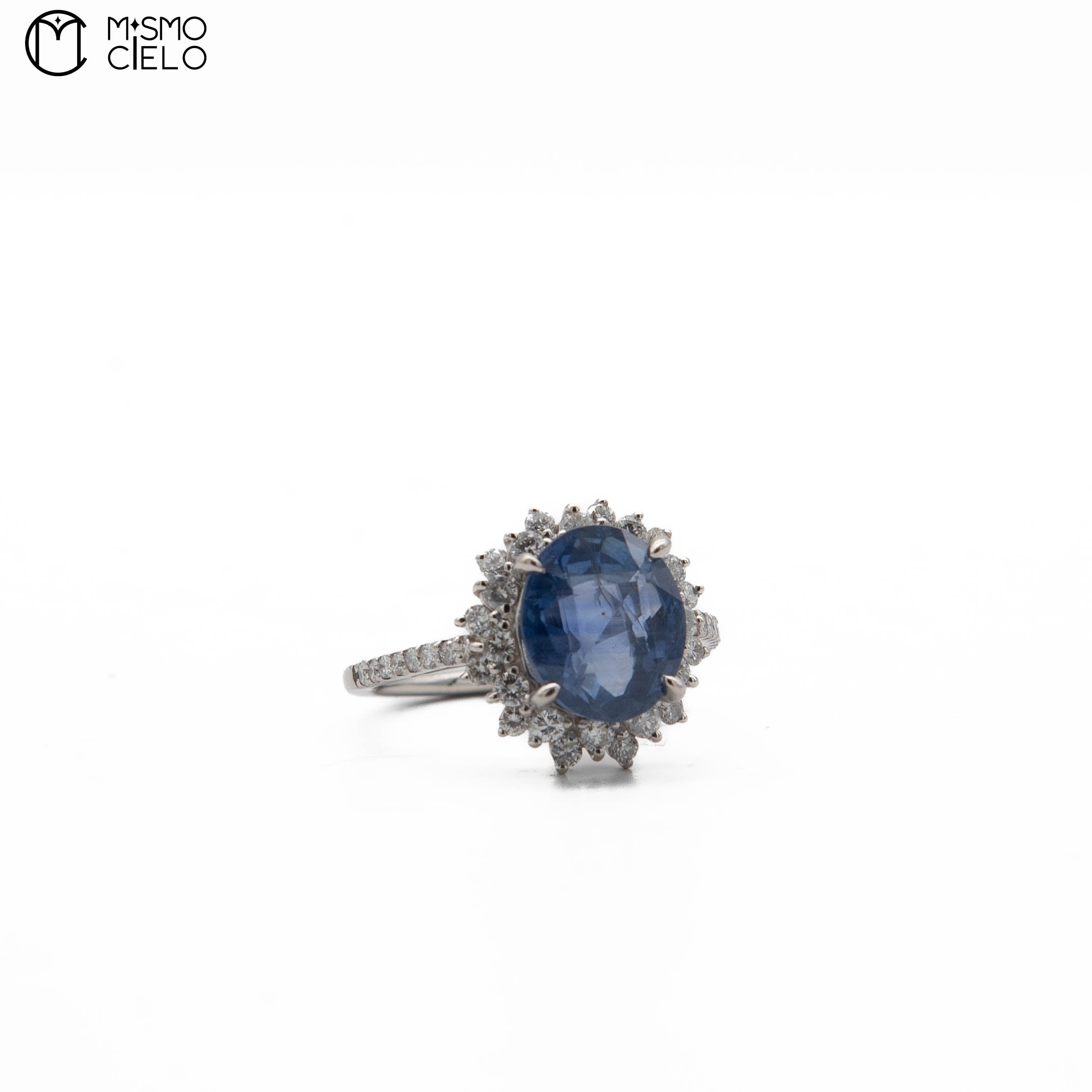 900PT Non Heated Sapphire and Diamond Ring