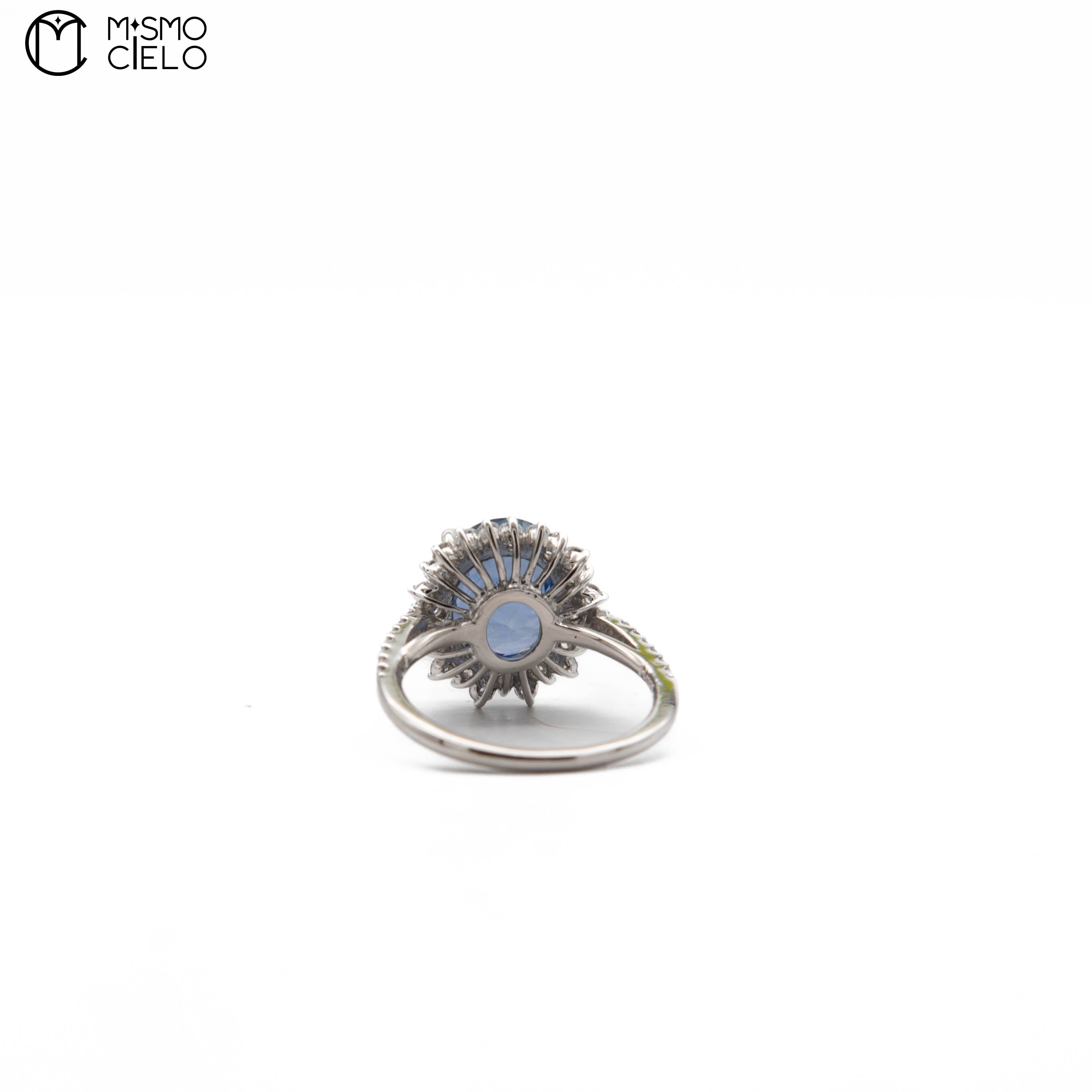 900PT Non Heated Sapphire and Diamond Ring