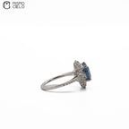 900PT Non Heated Sapphire and Diamond Ring