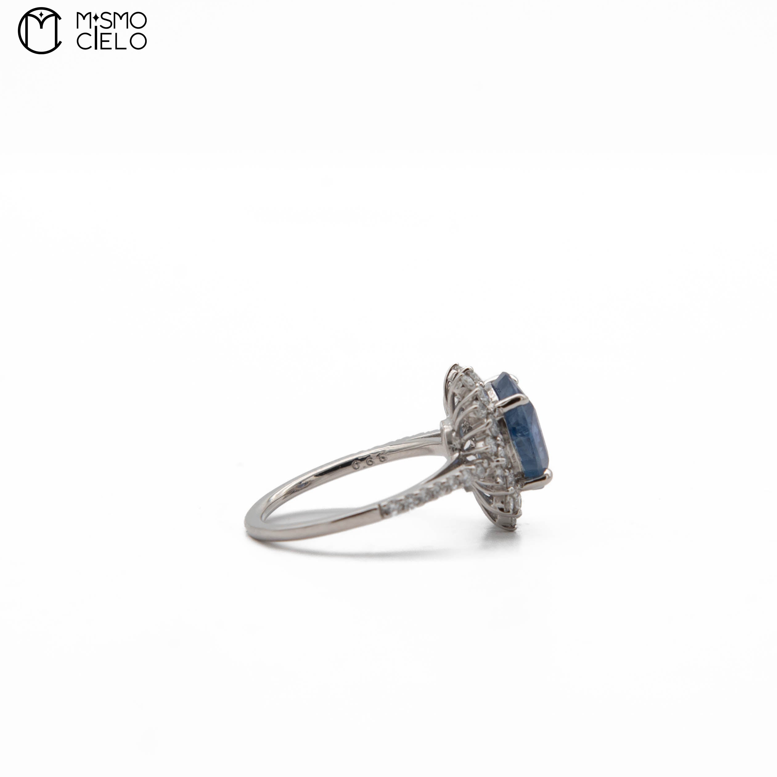 900PT Non Heated Sapphire and Diamond Ring