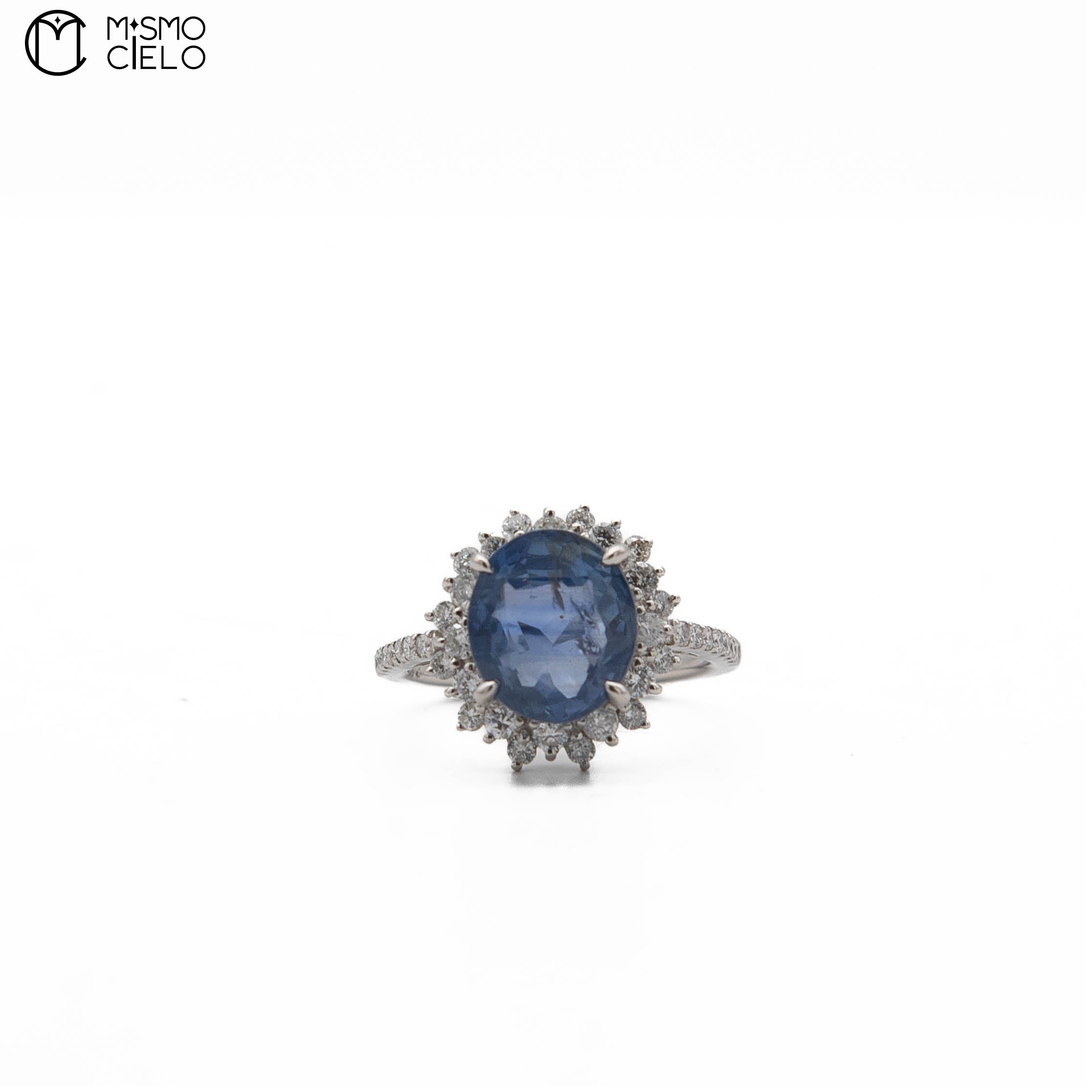 900PT Non Heated Sapphire and Diamond Ring