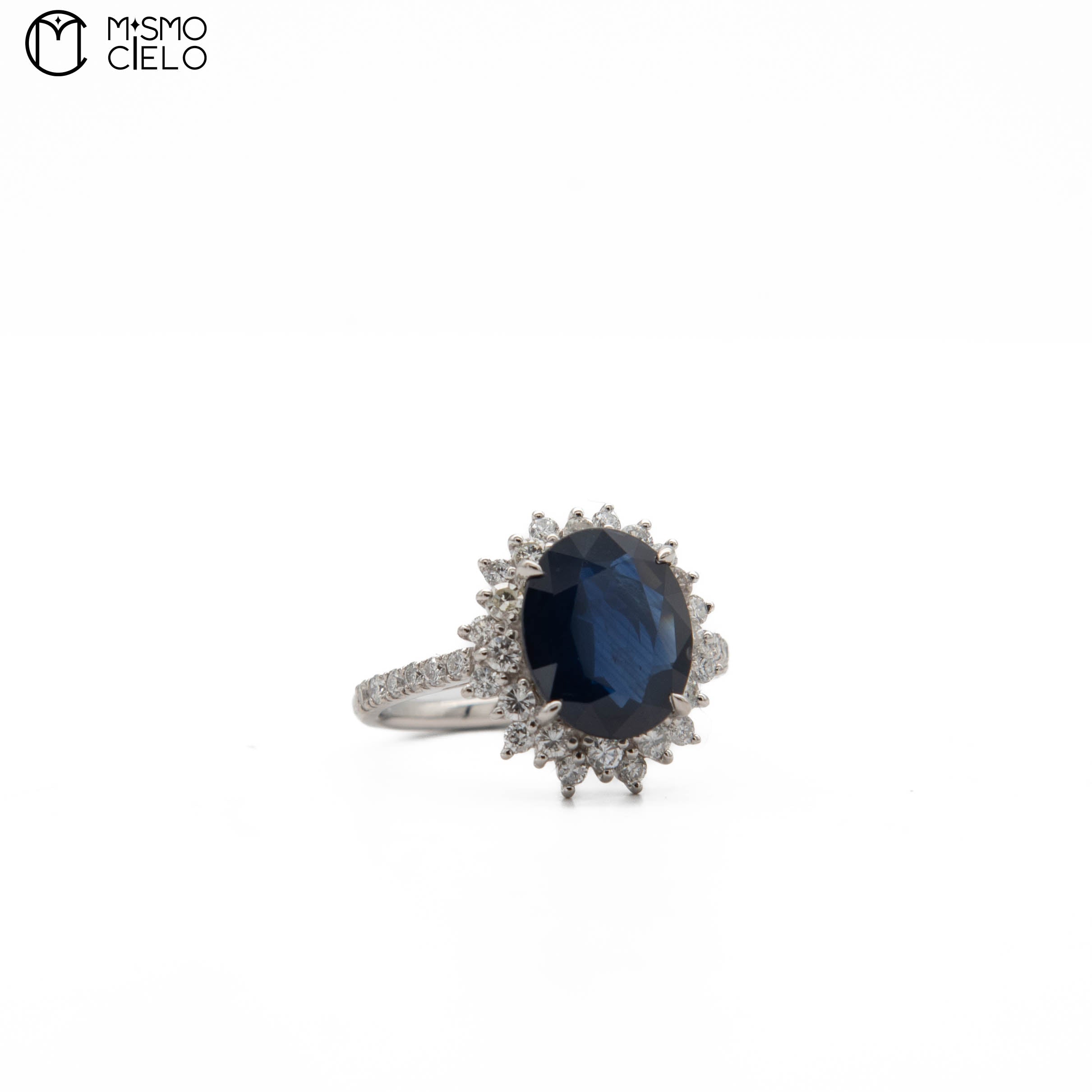 900Pt Royal Blue Sapphire and Diamond Ring