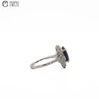 900Pt Royal Blue Sapphire and Diamond Ring
