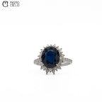 900Pt Royal Blue Sapphire and Diamond Ring