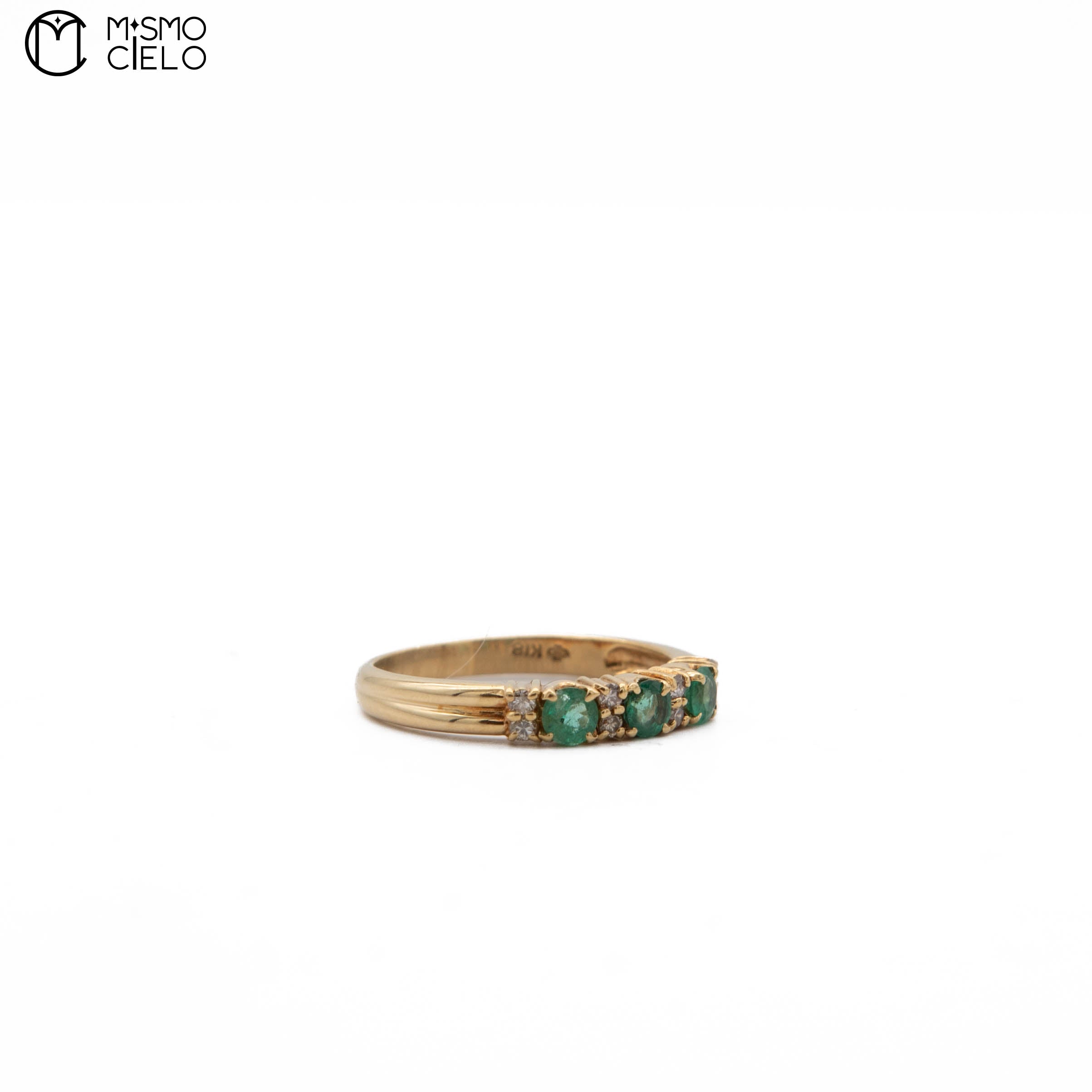 K18 Emerald and Diamond Ring Size 11