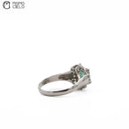 900Pt Emerald and Diamond Ring 4.3g Size 12