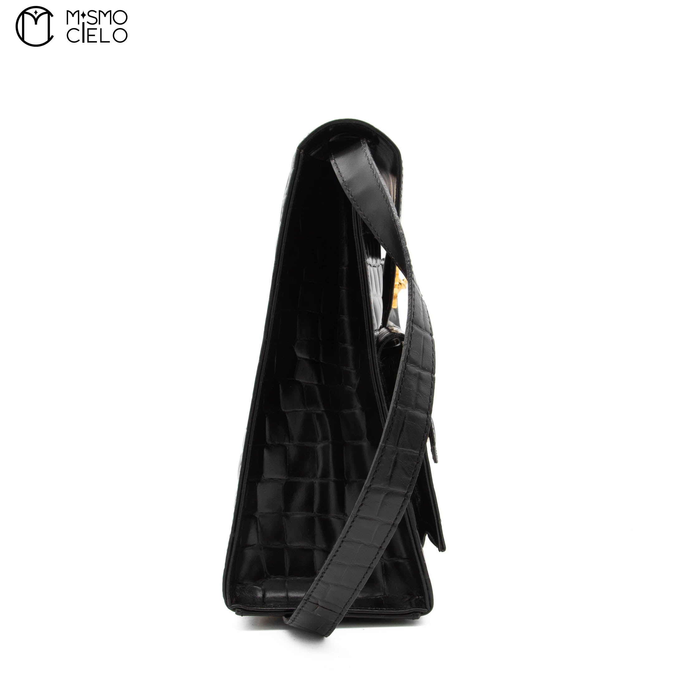 Cassandre Crocodile Embossed Utility Bag with Front Pockets