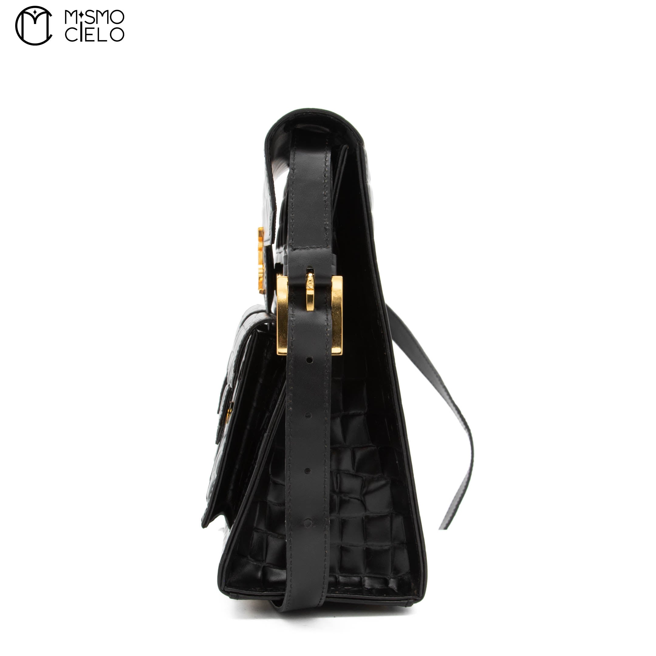 Cassandre Crocodile Embossed Utility Bag with Front Pockets