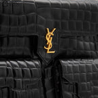 Cassandre Crocodile Embossed Utility Bag with Front Pockets