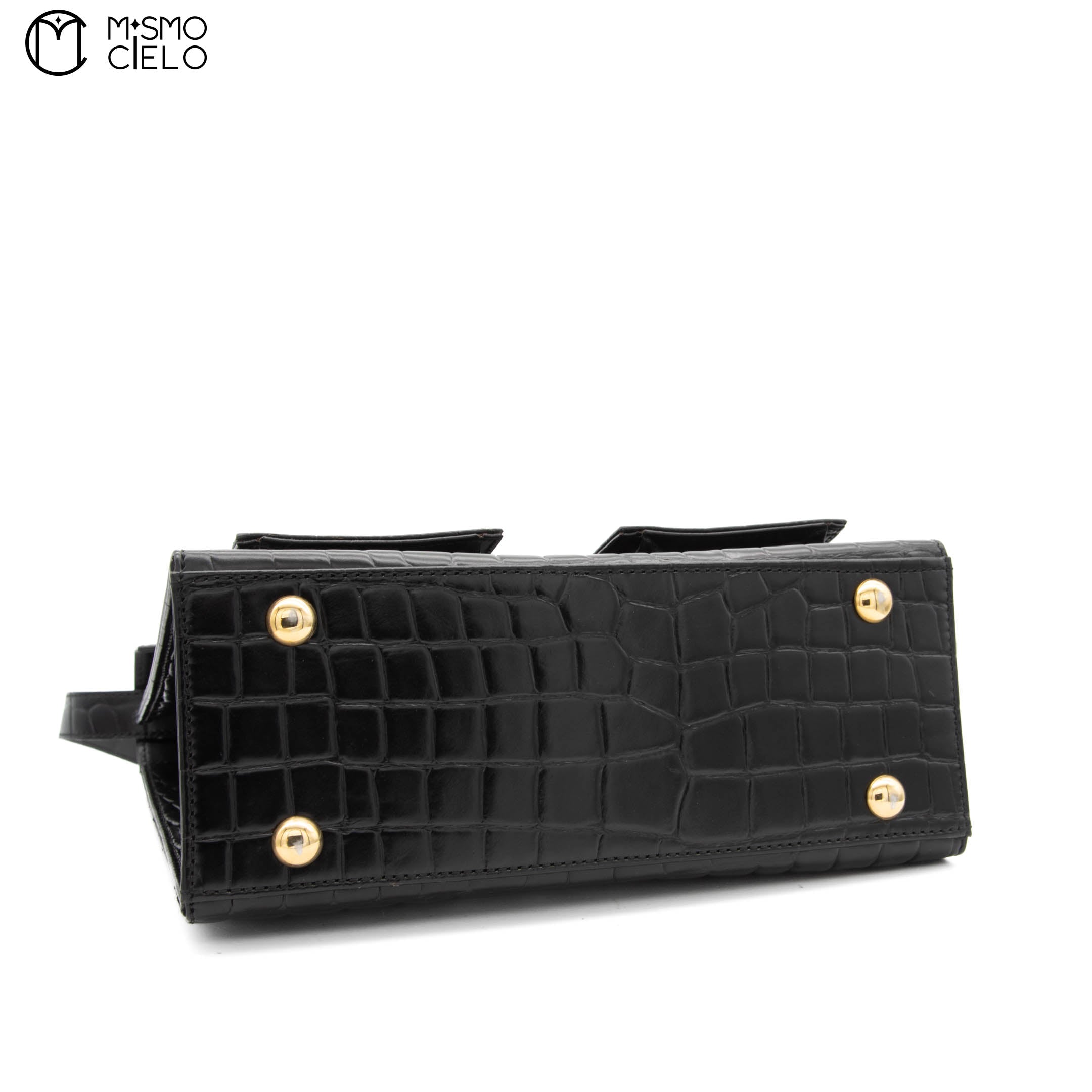 Cassandre Crocodile Embossed Utility Bag with Front Pockets