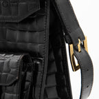Cassandre Crocodile Embossed Utility Bag with Front Pockets