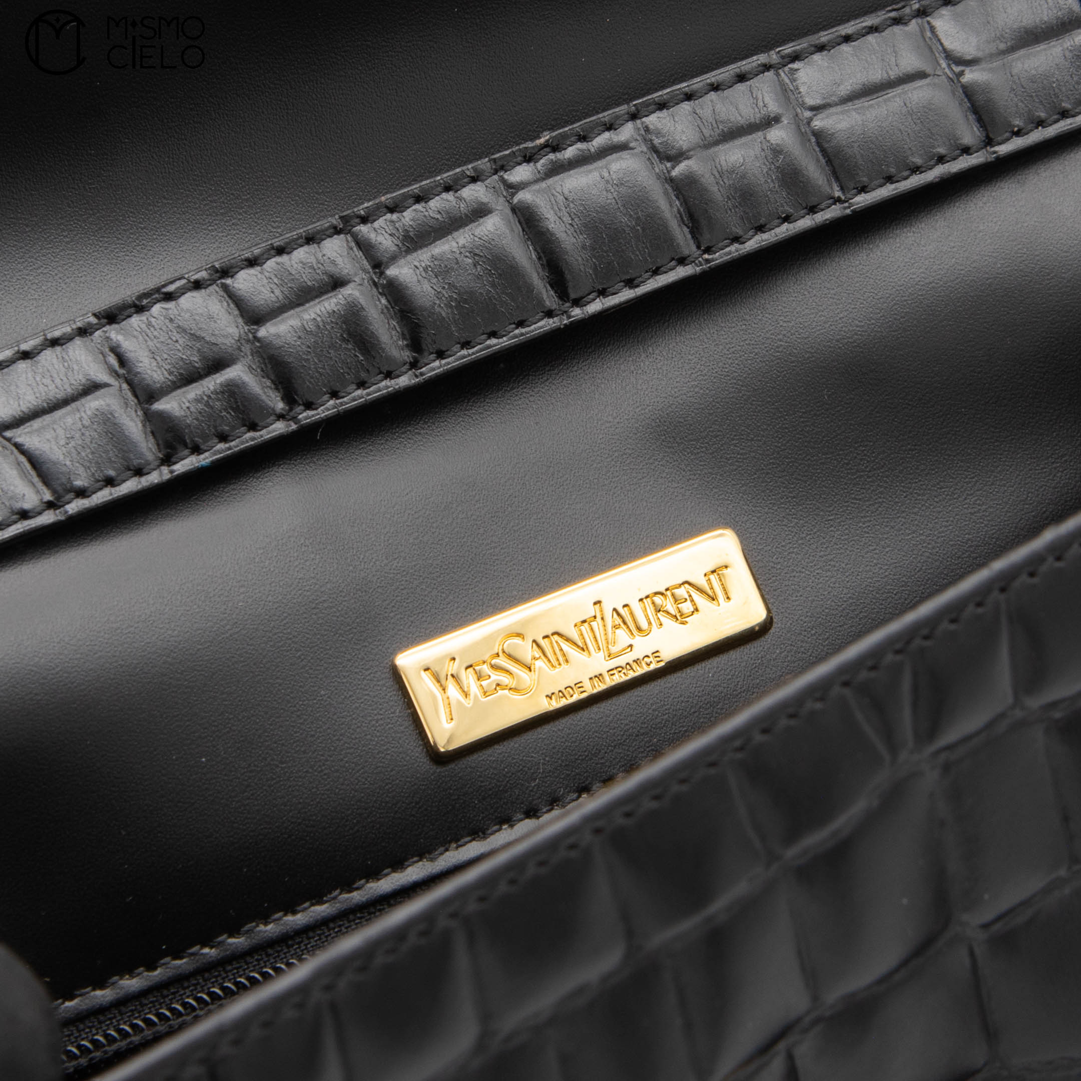 Cassandre Crocodile Embossed Utility Bag with Front Pockets