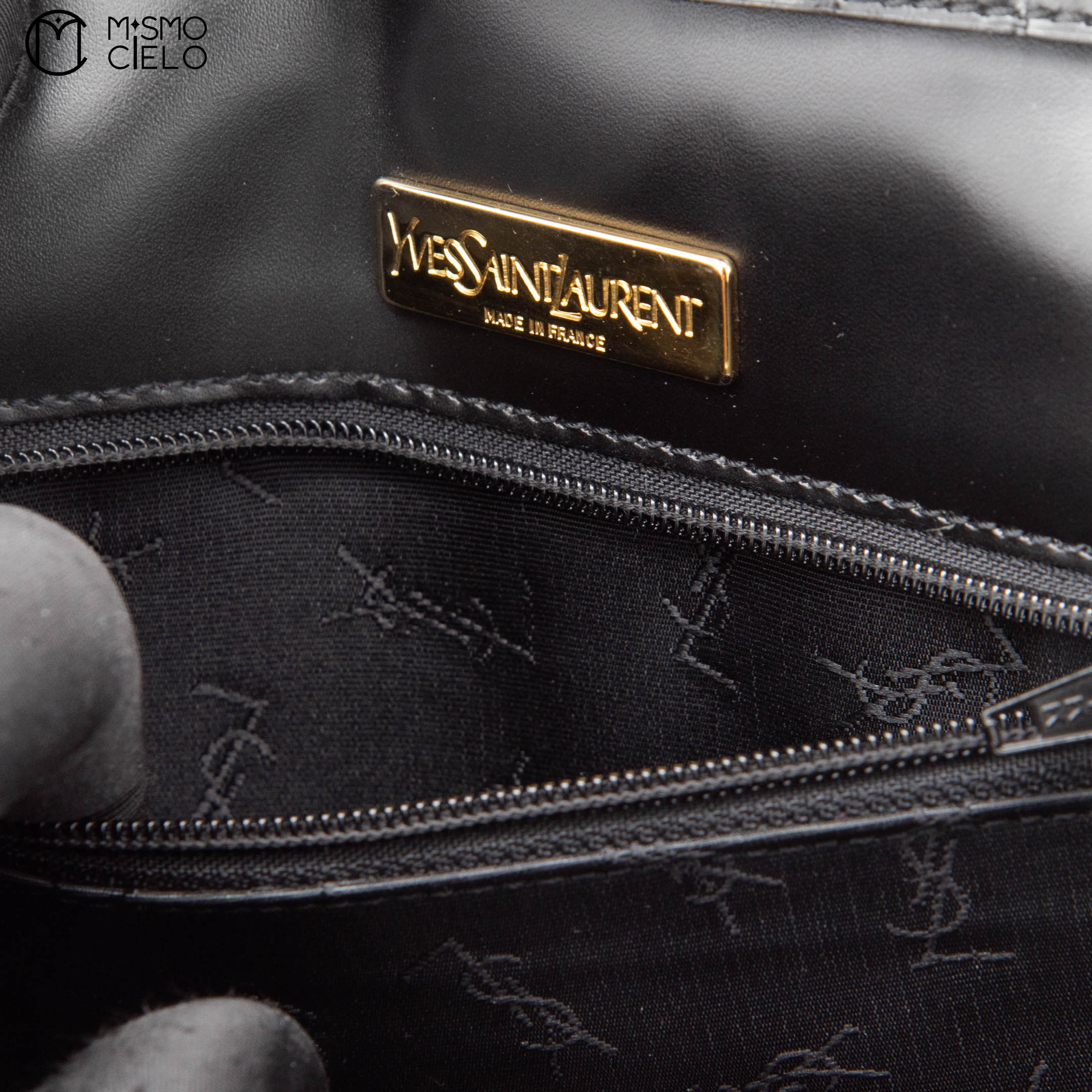 Cassandre Crocodile Embossed Utility Bag with Front Pockets