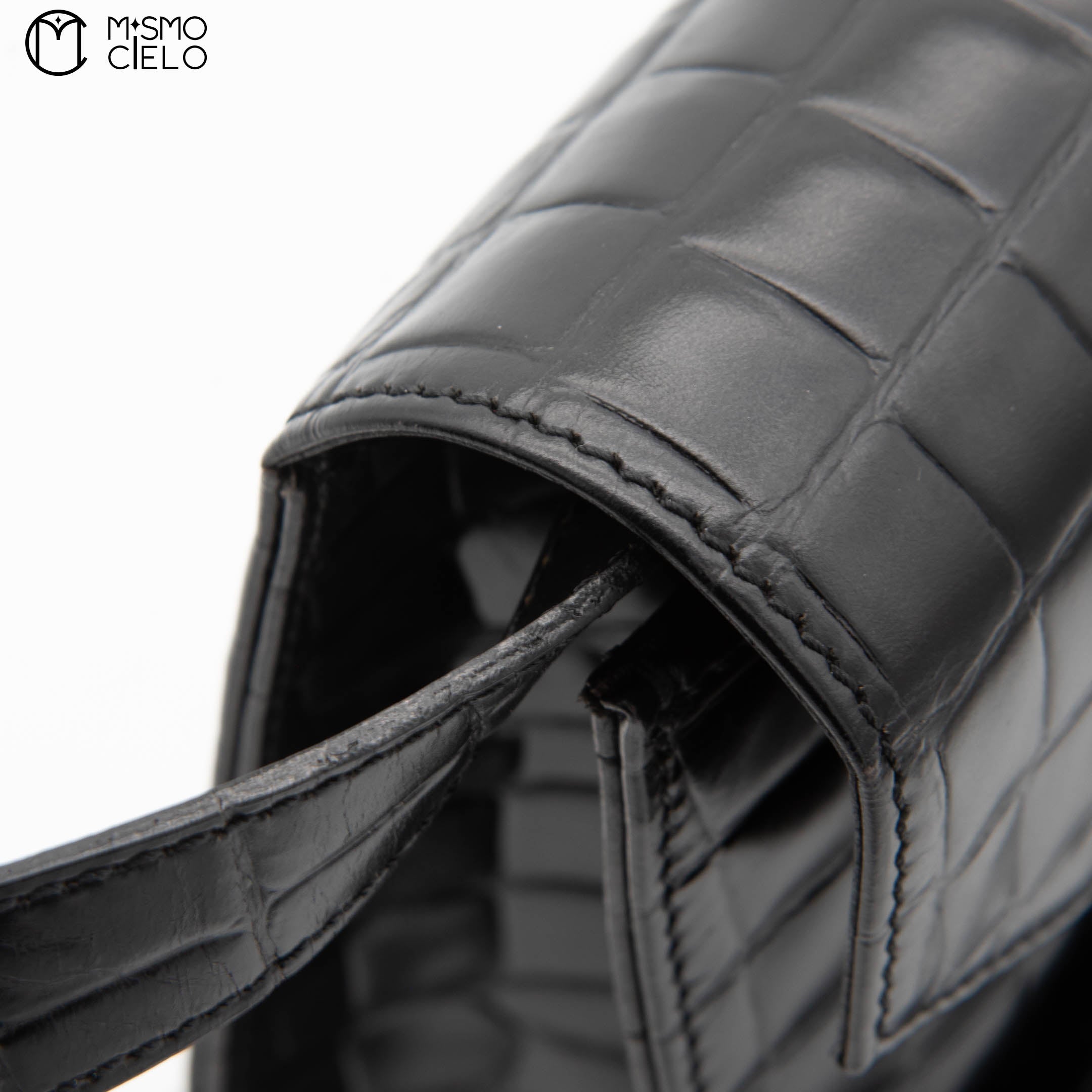 Cassandre Crocodile Embossed Utility Bag with Front Pockets